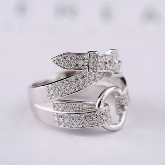 Silver Diamond Buckle Ring - Picture 2 of 3